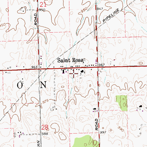 Topographic Map of Saint Rosa Post Office (historical), OH