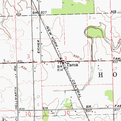Topographic Map of Tamah Post Office (historical), OH