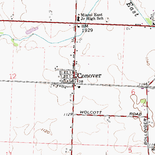 Topographic Map of Conover Post Office, OH