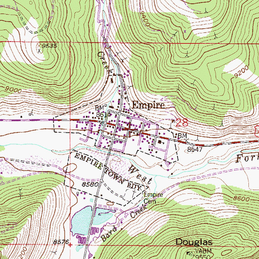 Topographic Map of Empire Community Church, CO