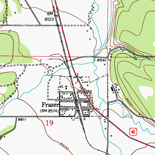 Topographic Map of Fraser Post Office, CO
