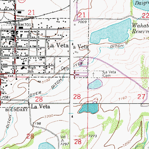 Topographic Map of La Veta Cemetery, CO