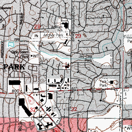 Topographic Map of Calvary Baptist Church, IL