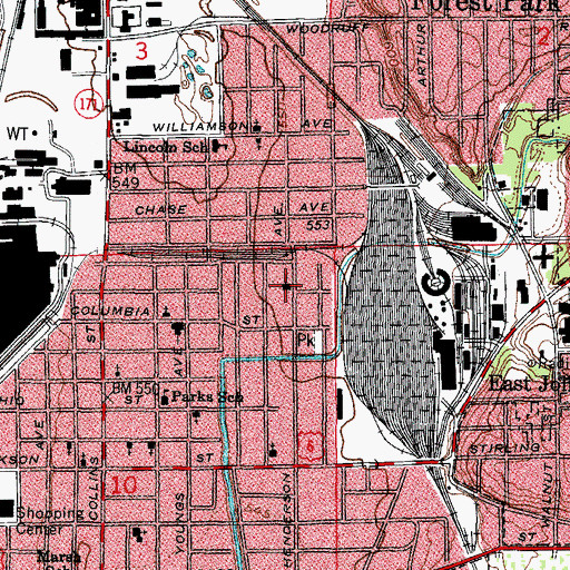Topographic Map of Saints Cyril and Methodius Catholic Church, IL