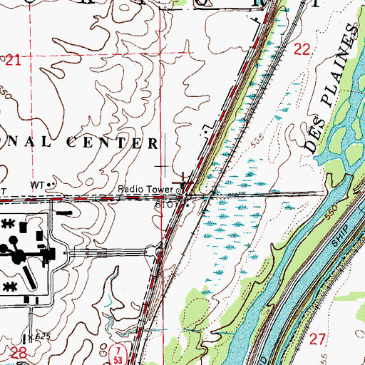 Topographic Map of Illinois State Police Department District 5, IL