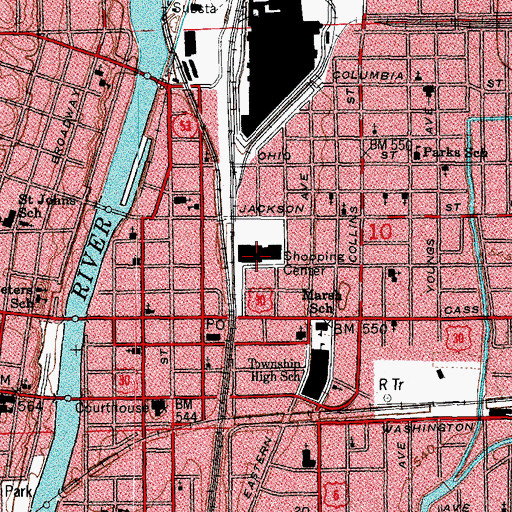 Topographic Map of Jackson Park Plaza Shopping Center, IL