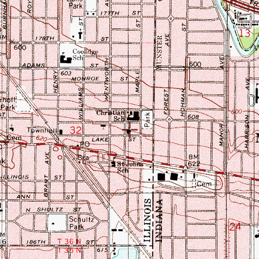 Topographic Map of First Christian Reformed Church, IL