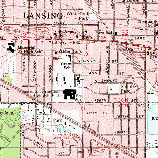 Topographic Map of First United Methodist Church, IL