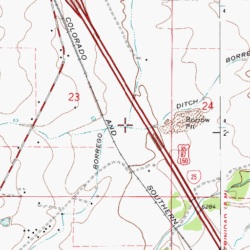 Topographic Map of Borrego Ditch, CO