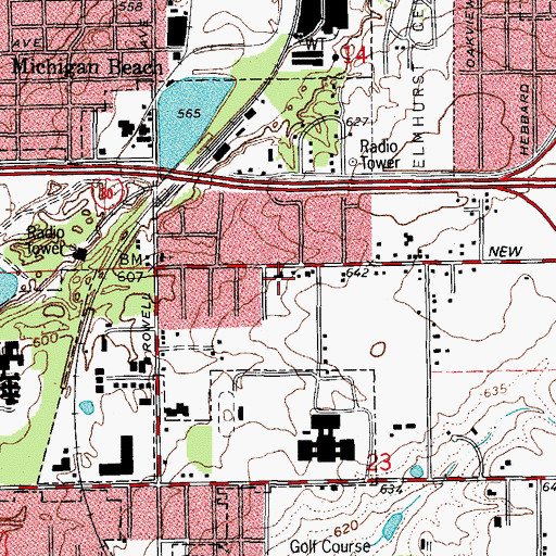 Topographic Map of Calvary Baptist Church, IL
