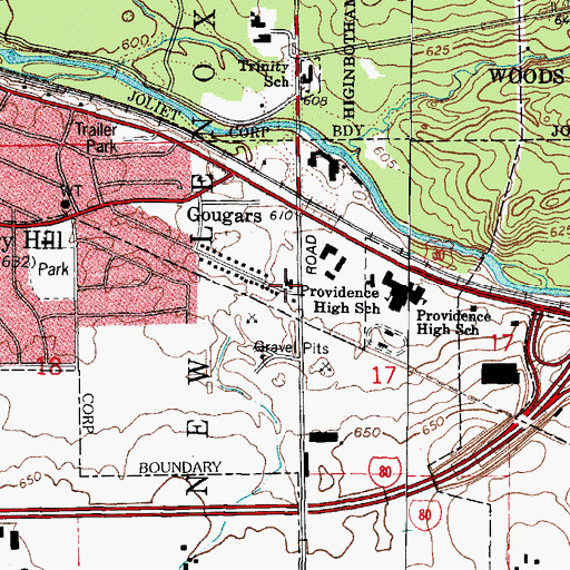 Topographic Map of Church of Christ, IL