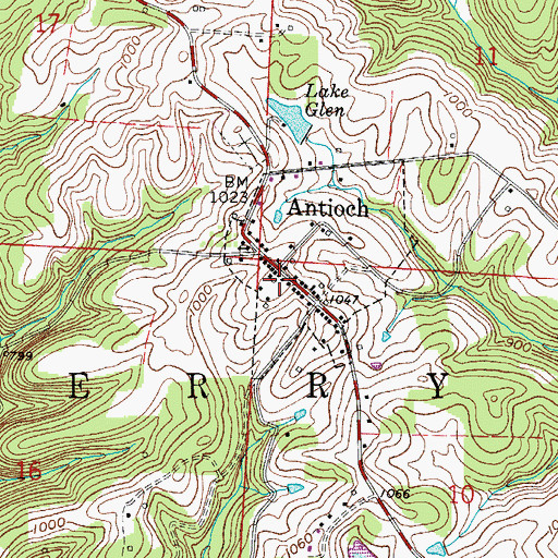 Topographic Map of Antioch Post Office, OH