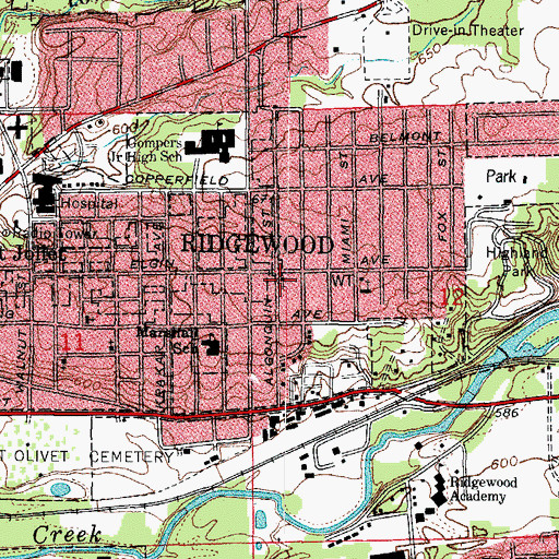 Topographic Map of Primera Iglesia Bautista, IL