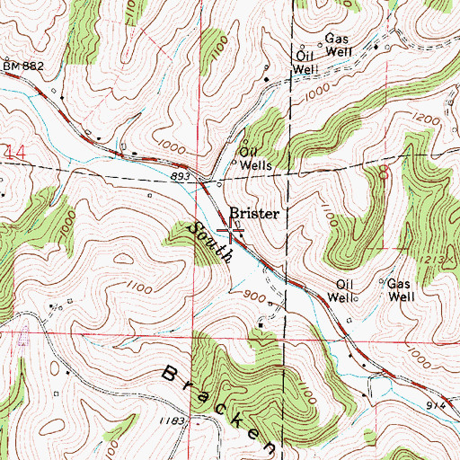 Topographic Map of Brister Post Office (historical), OH