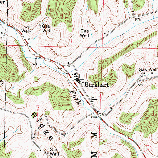 Topographic Map of Burkhart Post Office (historical), OH