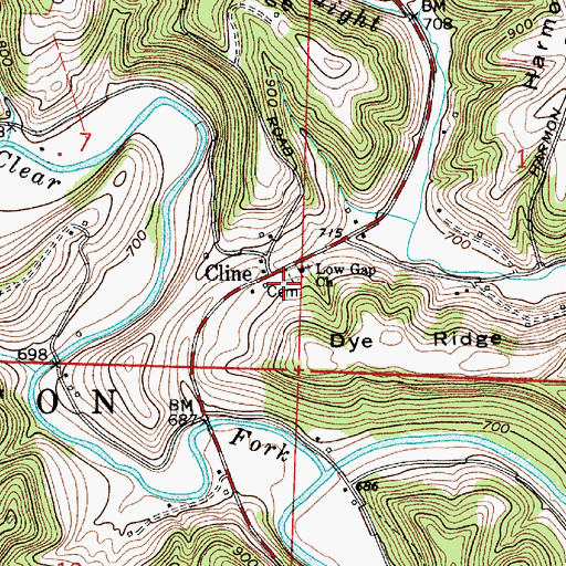 Topographic Map of Cline Post Office (historical), OH