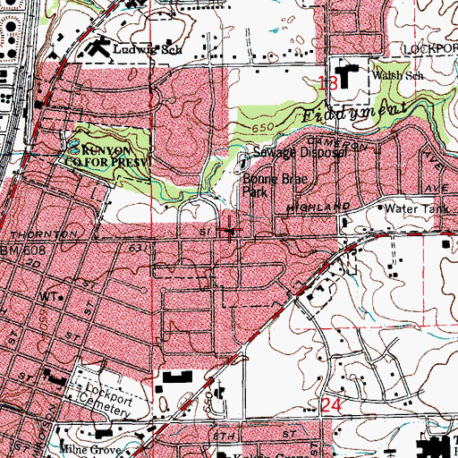 Topographic Map of First Baptist Church, IL