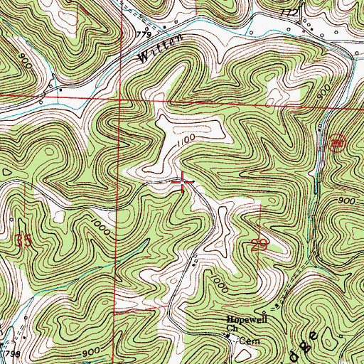 Topographic Map of Crosskeys Post Office (historical), OH