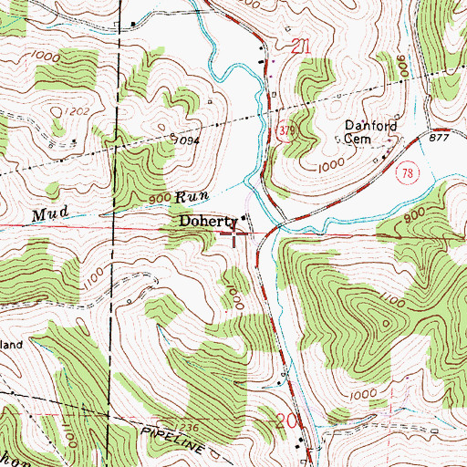 Topographic Map of Doherty Post Office (historical), OH