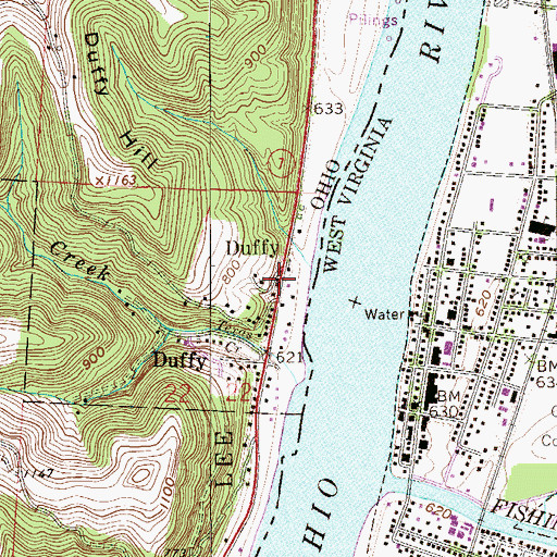 Topographic Map of Duffy Post Office (historical), OH