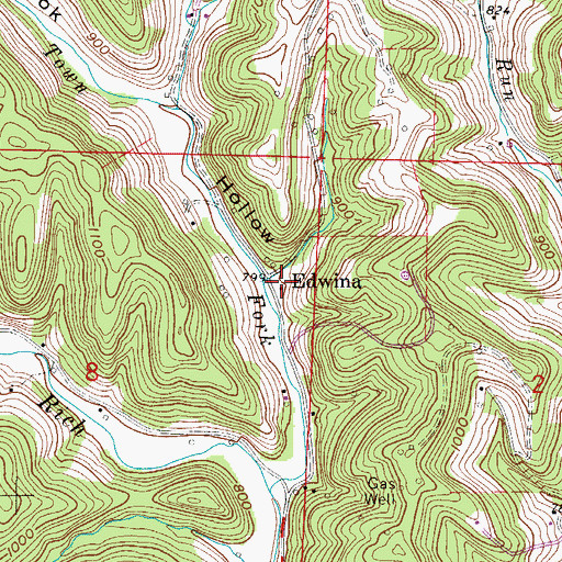 Topographic Map of Edwina Post Office (historical), OH