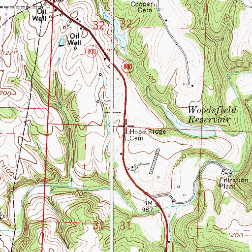 Topographic Map of Hope Ridge Post Office (historical), OH