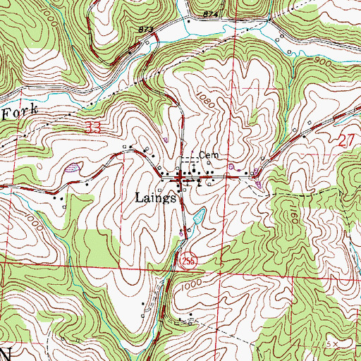 Topographic Map of Lainges Post Office, OH