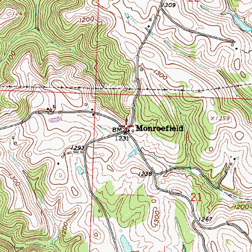 Topographic Map of Monroefield Post Office (historical), OH