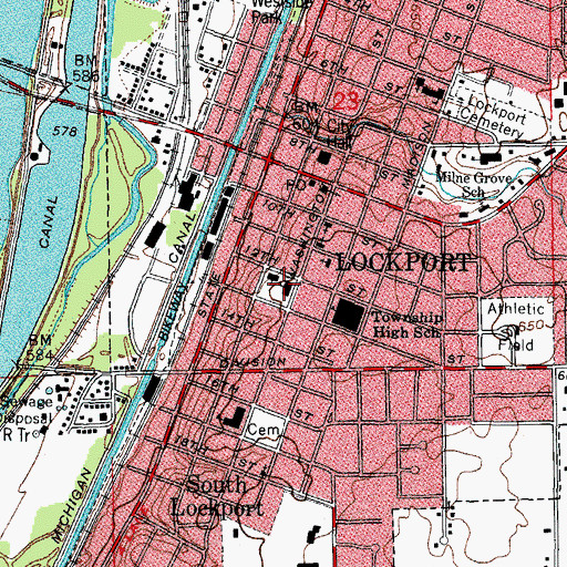 Topographic Map of Saint Denis School, IL