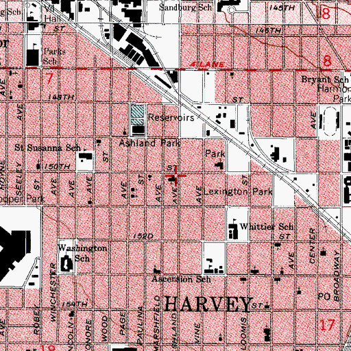 Topographic Map of Trinity Lutheran Church, IL