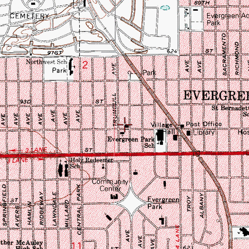 Topographic Map of First United Methodist Church, IL