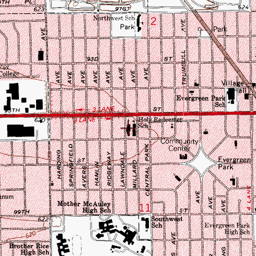 Topographic Map of Most Holy Redeemer Church, IL