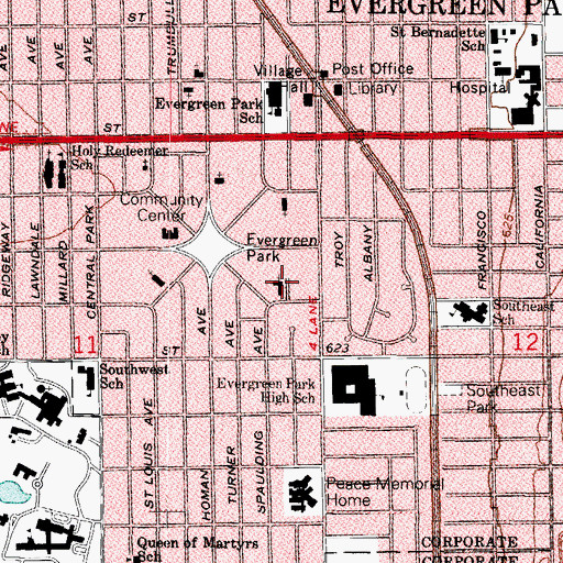 Topographic Map of United by Faith Lutheran Church, IL