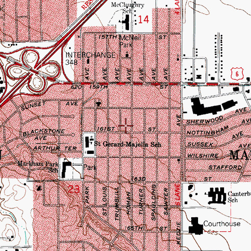 Topographic Map of Markham Islamic Center, IL