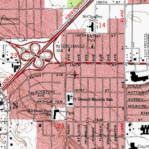 Topographic Map of Markham Lutheran Church, IL