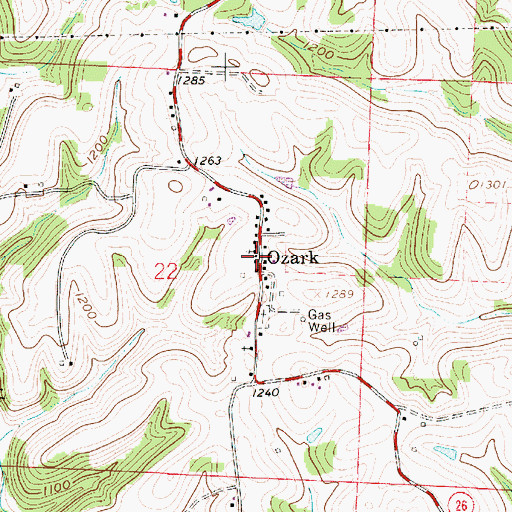 Topographic Map of Ozark Post Office (historical), OH