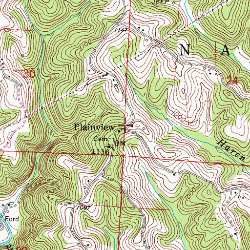 Topographic Map of Plainview Post Office (historical), OH