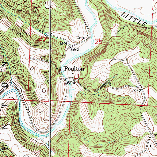 Topographic Map of Poulton Post Office (historical), OH