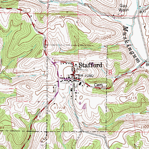 Topographic Map of Stafford Post Office, OH