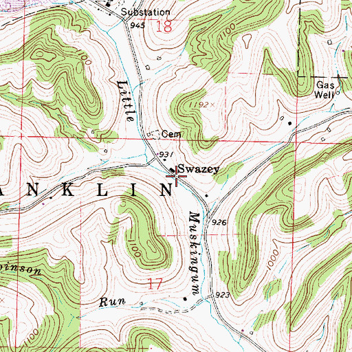Topographic Map of Swazey Post Office (historical), OH
