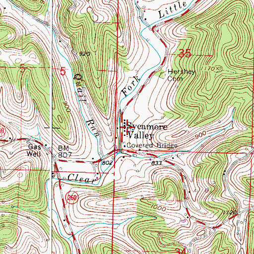 Topographic Map of Sycamore Valley Post Office, OH