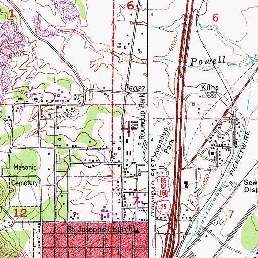 Topographic Map of Roundup Park, CO
