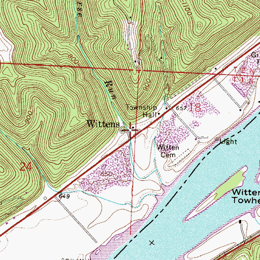 Topographic Map of Wittens Post Office (historical), OH