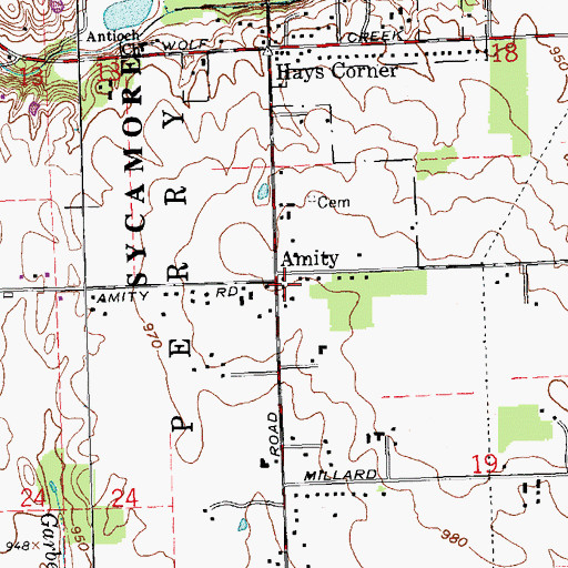 Topographic Map of Amity Post Office (historical), OH