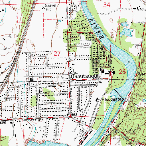 Topographic Map of Chautauqua Post Office (historical), OH