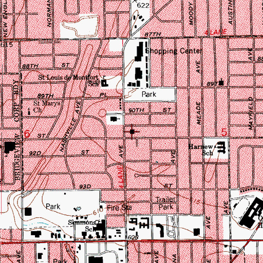 Topographic Map of First Church of the Nazarene, IL
