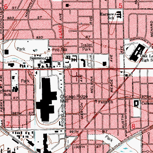 Topographic Map of Hope Chapel Foursquare Church, IL