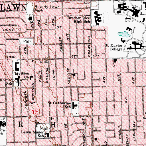 Topographic Map of Kedvale Avenue Christian Reformed Church, IL