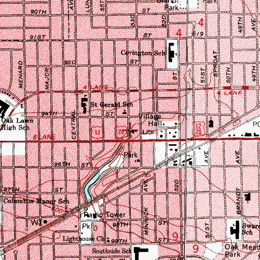 Topographic Map of Oak Lawn Bible Church, IL