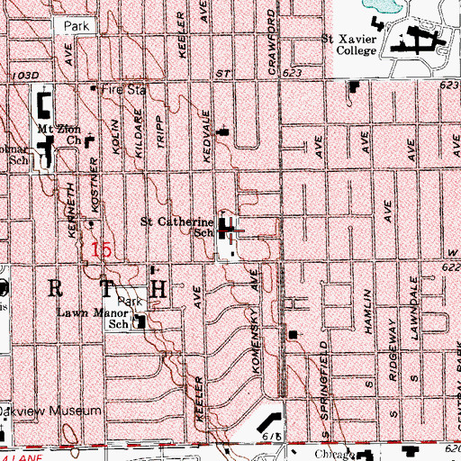 Topographic Map of Saint Catherine of Alexandria Church, IL